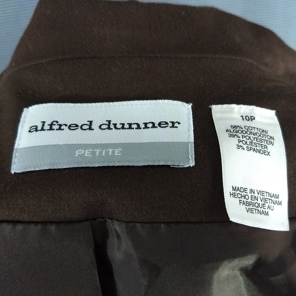 ALFRED DUNNER Blazer 10P Brown Heavy Stitch Trim - Picture 6 of 6